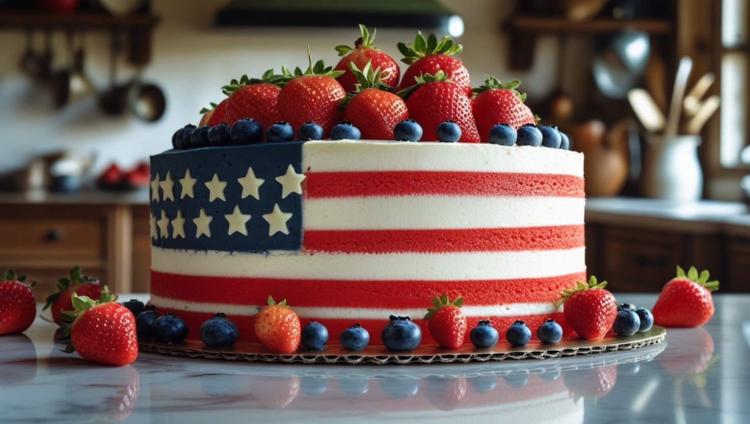 American_Cake Recipe flag cake with fresh berries
