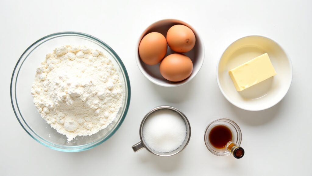 vanilla bento cake ingredients flat lay